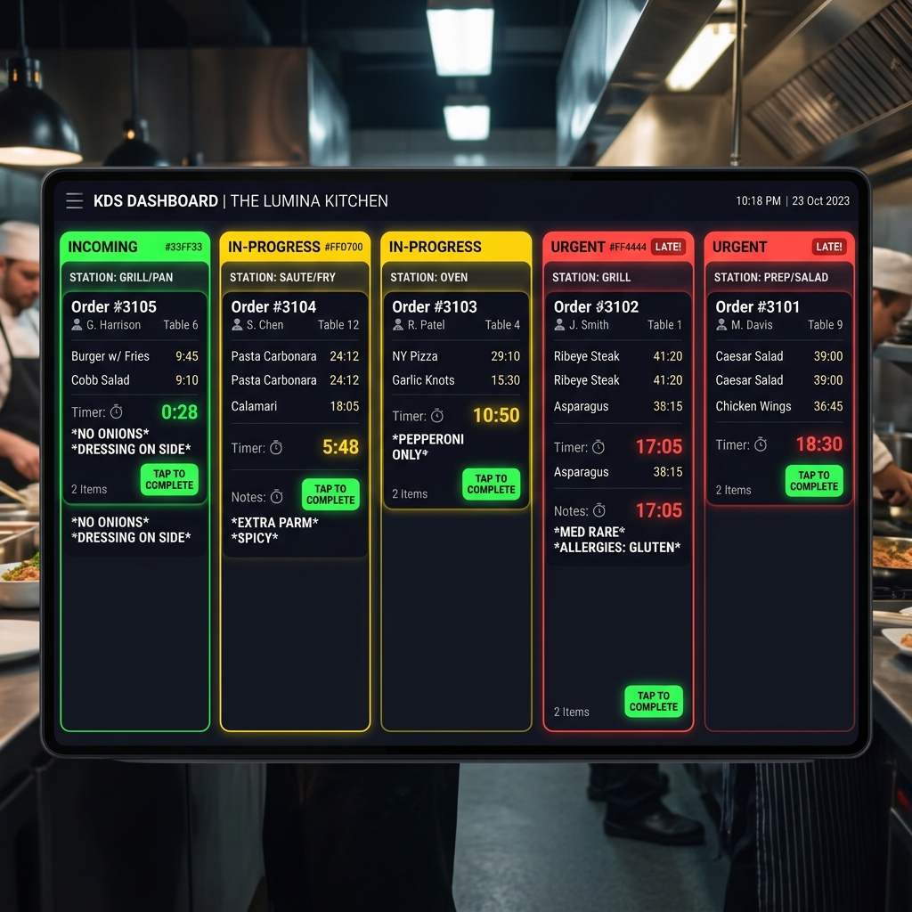 Xinobi KDS Screen Mockup